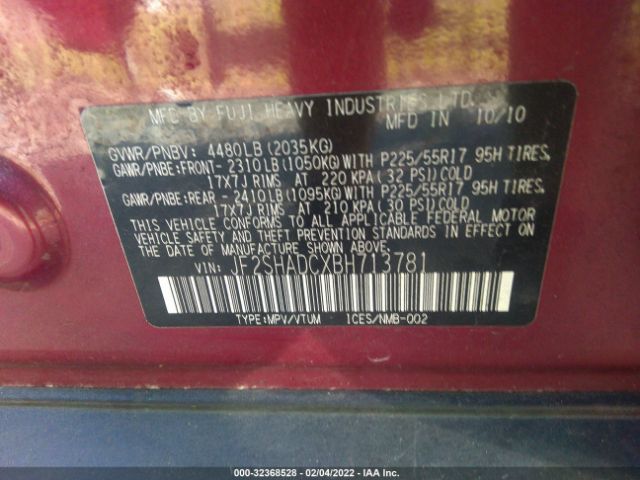 Photo 8 VIN: JF2SHADCXBH713781 - SUBARU FORESTER 