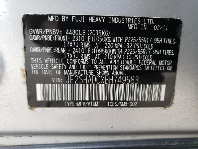 Photo 12 VIN: JF2SHADCXBH749583 - SUBARU FORESTER 