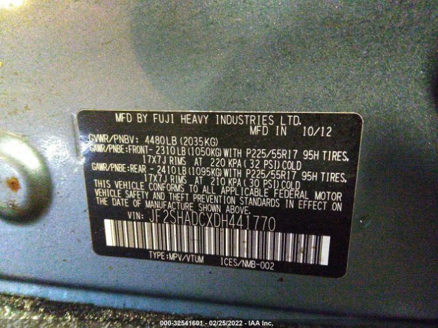 Photo 8 VIN: JF2SHADCXDH441770 - SUBARU FORESTER 