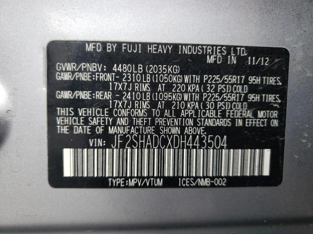 Photo 9 VIN: JF2SHADCXDH443504 - SUBARU FORESTER 2 