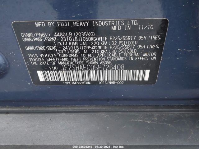 Photo 8 VIN: JF2SHAEC0BH726408 - SUBARU FORESTER 