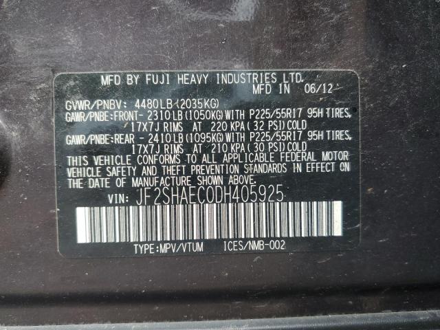 Photo 11 VIN: JF2SHAEC0DH405925 - SUBARU FORESTER L 