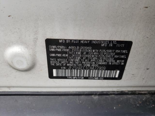 Photo 9 VIN: JF2SHAEC1CH422909 - SUBARU FORESTER L 