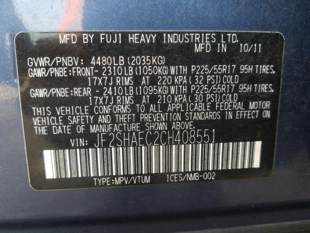 Photo 9 VIN: JF2SHAEC2CH408551 - SUBARU FORESTER L 