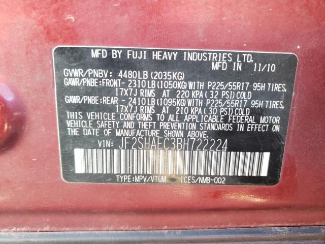 Photo 9 VIN: JF2SHAEC3BH722224 - SUBARU FORESTER 