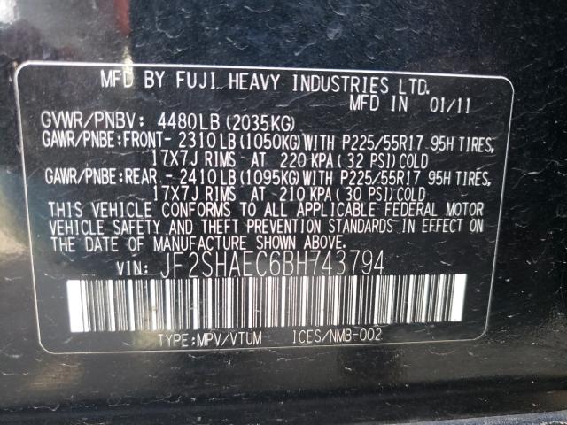 Photo 9 VIN: JF2SHAEC6BH743794 - SUBARU FORESTER L 