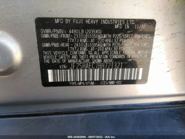 Photo 8 VIN: JF2SHAEC7BH721321 - SUBARU FORESTER 