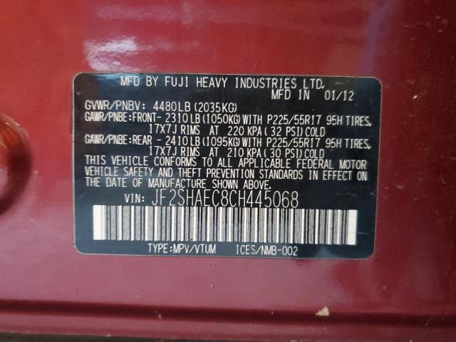 Photo 12 VIN: JF2SHAEC8CH445068 - SUBARU FORESTER L 