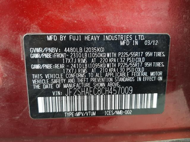 Photo 9 VIN: JF2SHAEC8CH457009 - SUBARU FORESTER L 