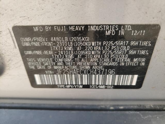 Photo 9 VIN: JF2SHAECXCH437196 - SUBARU FORESTER L 