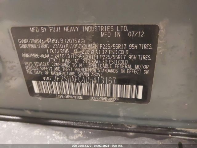 Photo 8 VIN: JF2SHAFC4DH413167 - SUBARU FORESTER 