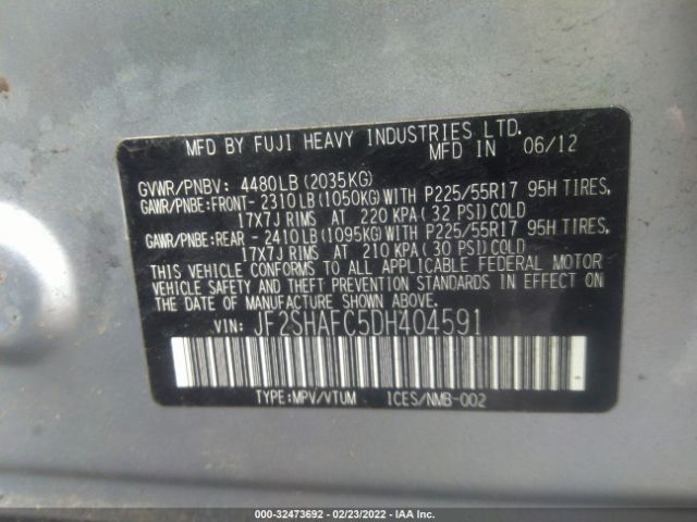 Photo 8 VIN: JF2SHAFC5DH404591 - SUBARU FORESTER 