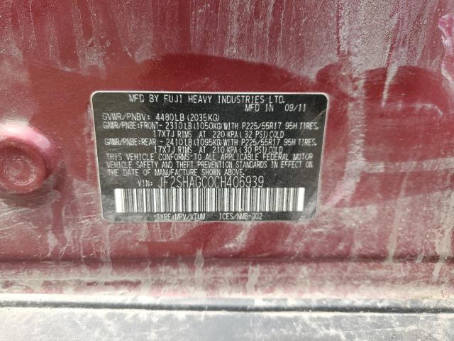 Photo 12 VIN: JF2SHAGC0CH406939 - SUBARU FORESTER 