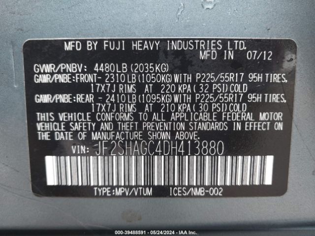 Photo 8 VIN: JF2SHAGC4DH413880 - SUBARU FORESTER 