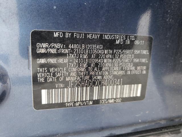 Photo 9 VIN: JF2SHAGCXCH400341 - SUBARU FORESTER 