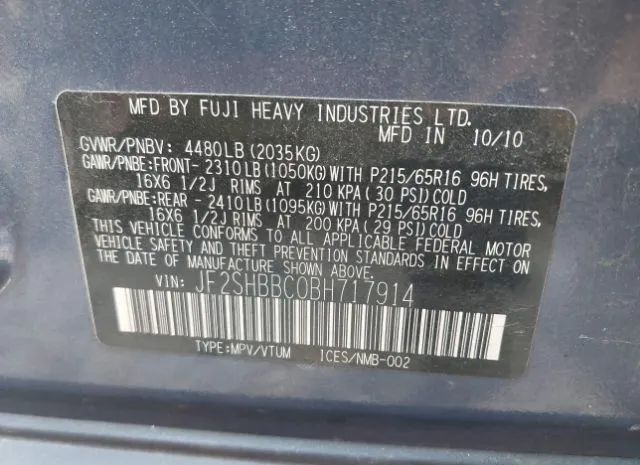 Photo 8 VIN: JF2SHBBC0BH717914 - SUBARU FORESTER 