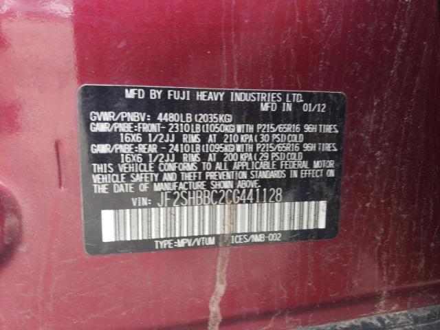 Photo 11 VIN: JF2SHBBC2CG441128 - SUBARU FORESTER 