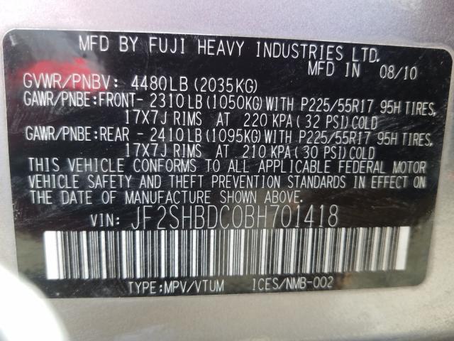 Photo 9 VIN: JF2SHBDC0BH701418 - SUBARU FORESTER 2 