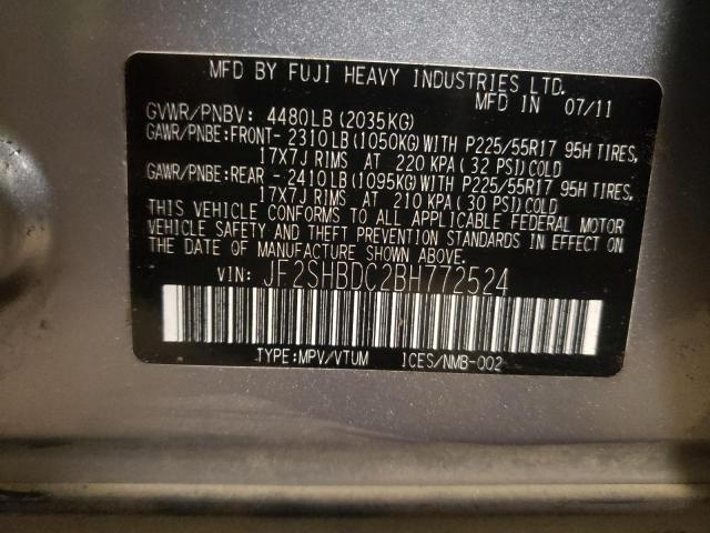 Photo 9 VIN: JF2SHBDC2BH772524 - SUBARU FORESTER 2 