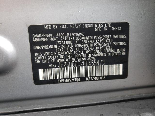 Photo 9 VIN: JF2SHBDC2CH455473 - SUBARU FORESTER 2 