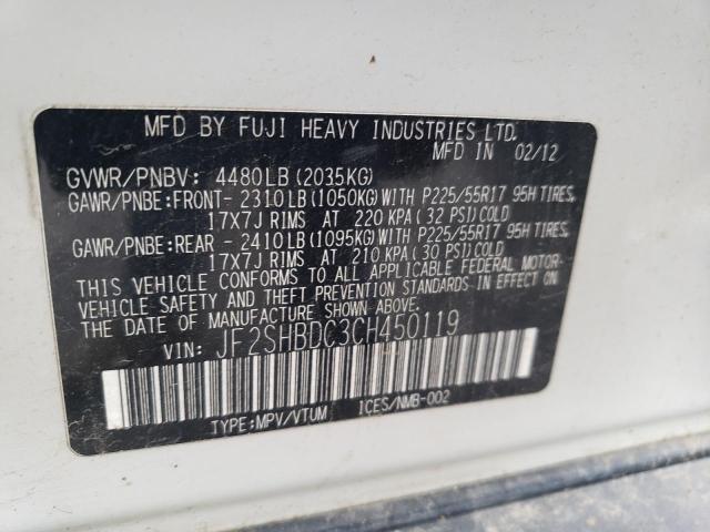 Photo 11 VIN: JF2SHBDC3CH450119 - SUBARU FORESTER 2 