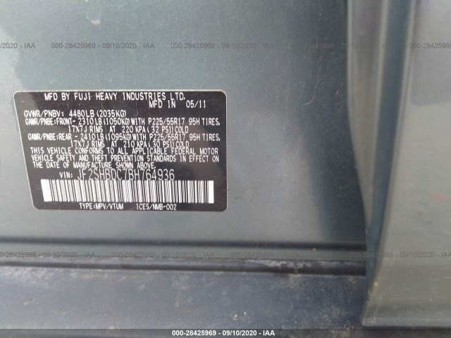 Photo 8 VIN: JF2SHBDC7BH764936 - SUBARU FORESTER 