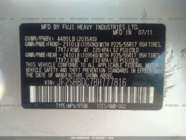 Photo 8 VIN: JF2SHBDC7BH777816 - SUBARU FORESTER 