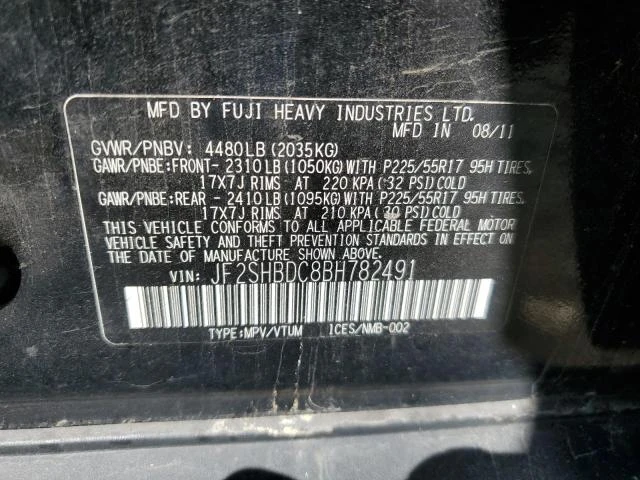 Photo 12 VIN: JF2SHBDC8BH782491 - SUBARU FORESTER 2 