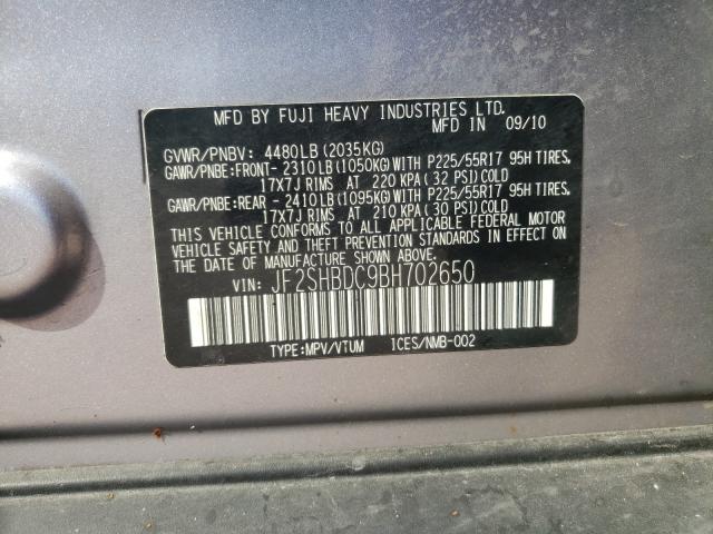 Photo 9 VIN: JF2SHBDC9BH702650 - SUBARU FORESTER 2 