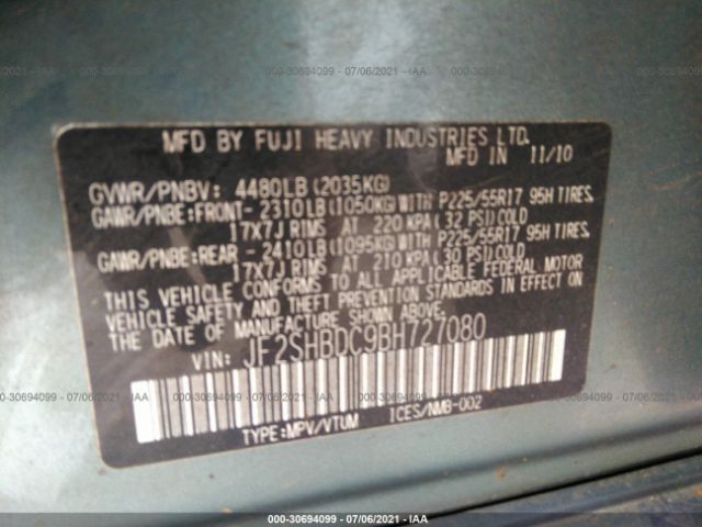 Photo 8 VIN: JF2SHBDC9BH727080 - SUBARU FORESTER 