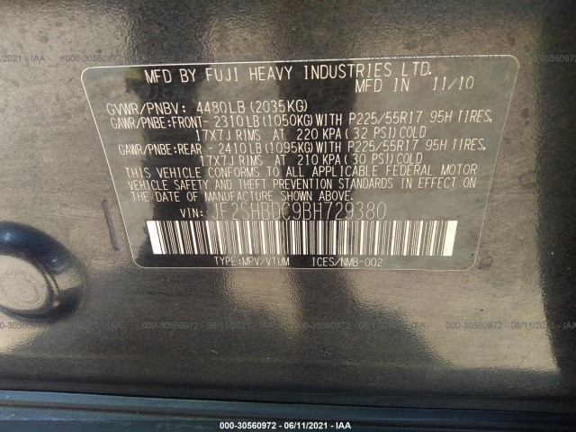 Photo 8 VIN: JF2SHBDC9BH729380 - SUBARU FORESTER 