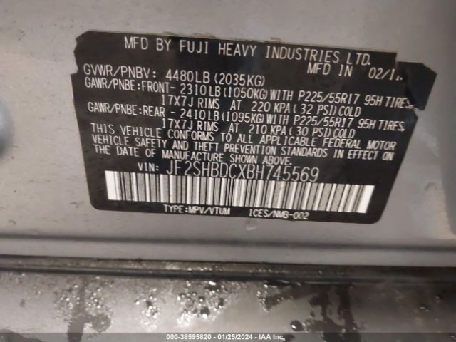 Photo 8 VIN: JF2SHBDCXBH745569 - SUBARU FORESTER 