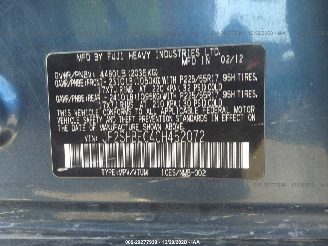 Photo 8 VIN: JF2SHBEC4CH452072 - SUBARU FORESTER 