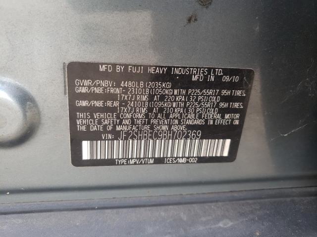 Photo 9 VIN: JF2SHBEC9BH702369 - SUBARU FORESTER L 