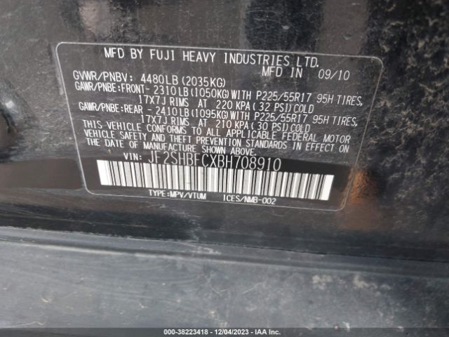 Photo 8 VIN: JF2SHBFCXBH708910 - SUBARU FORESTER 