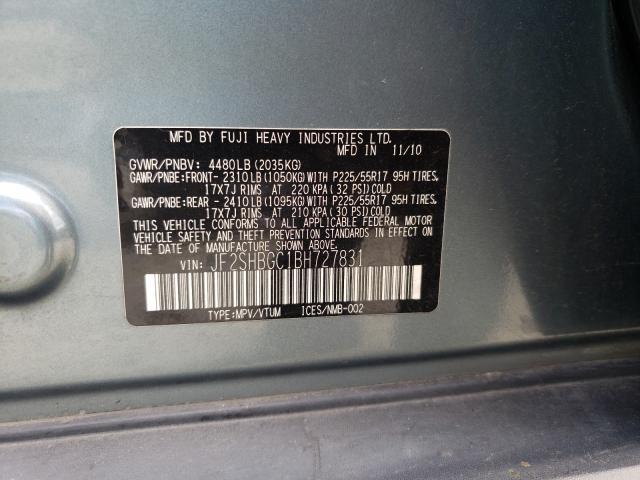 Photo 9 VIN: JF2SHBGC1BH727831 - SUBARU FORESTER T 