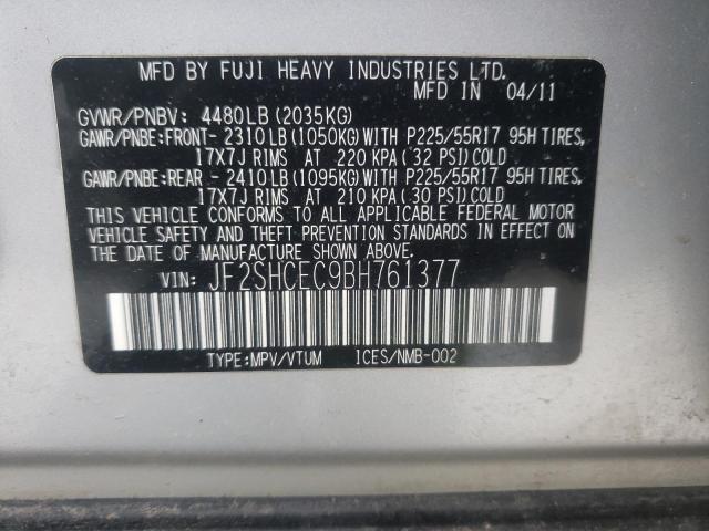 Photo 9 VIN: JF2SHCEC9BH761377 - SUBARU FORESTER L 