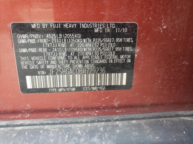 Photo 11 VIN: JF2SHGAC0BH729236 - SUBARU FORESTER 2 