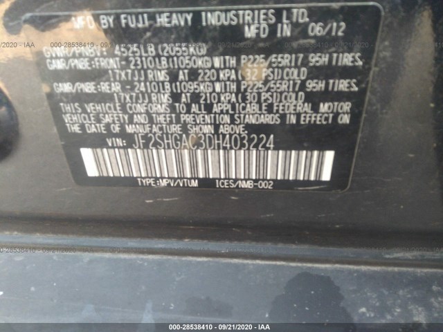 Photo 8 VIN: JF2SHGAC3DH403224 - SUBARU FORESTER 