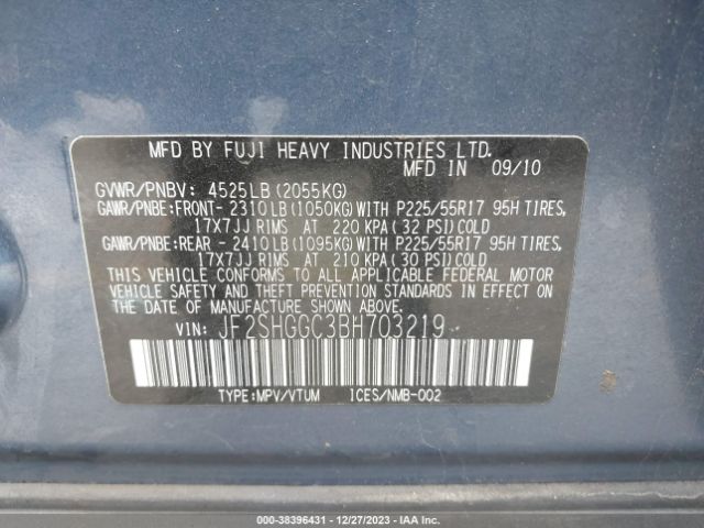 Photo 8 VIN: JF2SHGGC3BH703219 - SUBARU FORESTER 