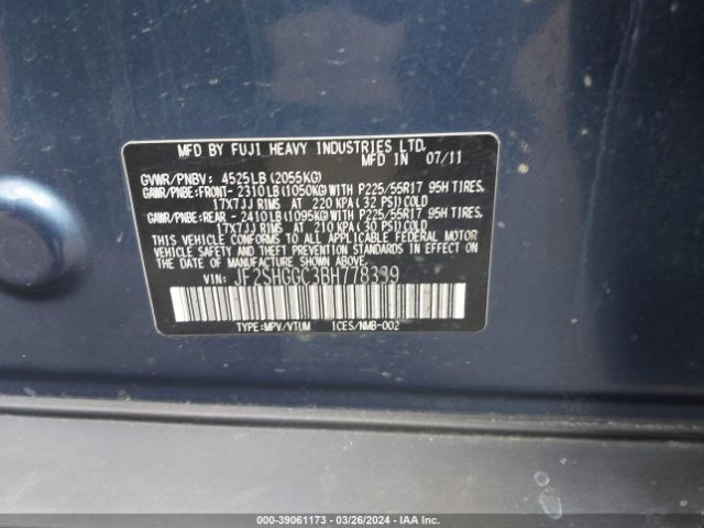 Photo 8 VIN: JF2SHGGC3BH778339 - SUBARU FORESTER 