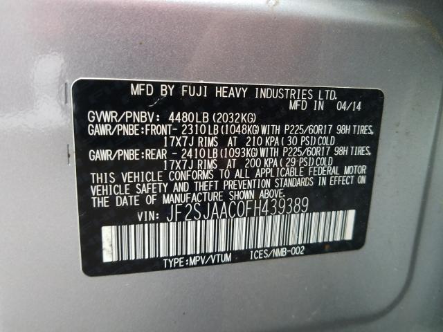 Photo 9 VIN: JF2SJAAC0FH439389 - SUBARU FORESTER 2 