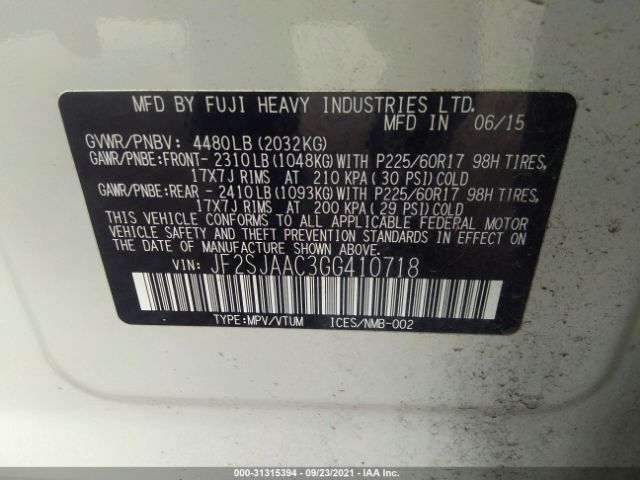 Photo 8 VIN: JF2SJAAC3GG410718 - SUBARU FORESTER 