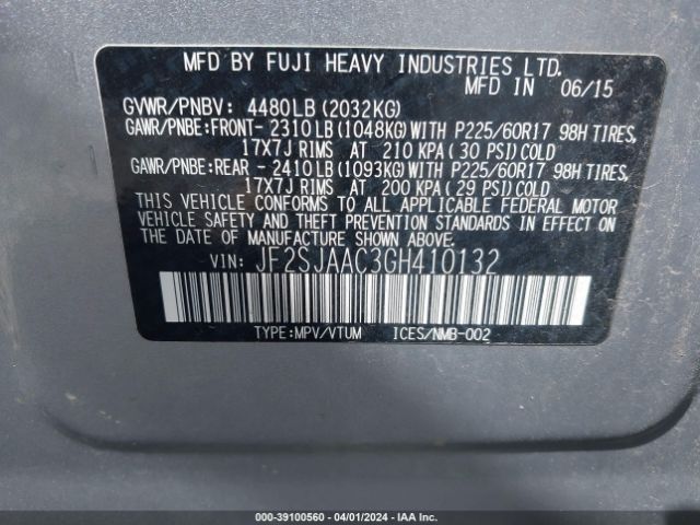 Photo 8 VIN: JF2SJAAC3GH410132 - SUBARU FORESTER 