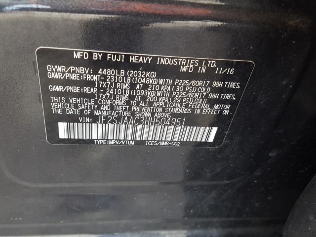 Photo 9 VIN: JF2SJAAC3HH504951 - SUBARU FORESTER 