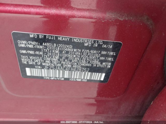 Photo 8 VIN: JF2SJAAC4FH428752 - SUBARU FORESTER 