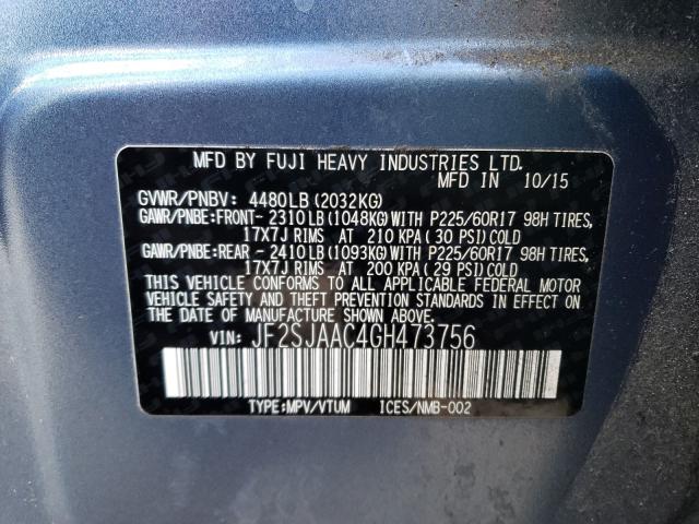 Photo 9 VIN: JF2SJAAC4GH473756 - SUBARU FORESTER 2 