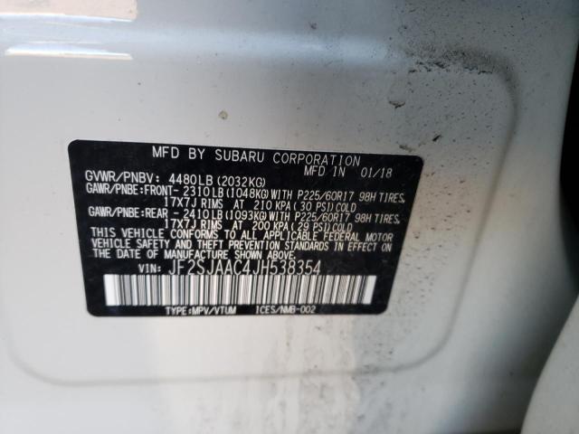 Photo 9 VIN: JF2SJAAC4JH538354 - SUBARU FORESTER 