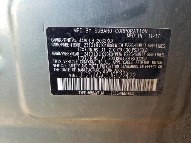 Photo 11 VIN: JF2SJAAC6JG522422 - SUBARU FORESTER 