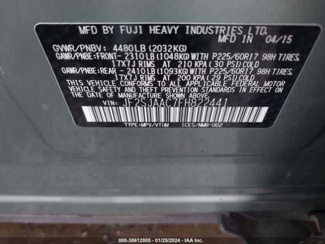 Photo 8 VIN: JF2SJAAC7FH822441 - SUBARU FORESTER 